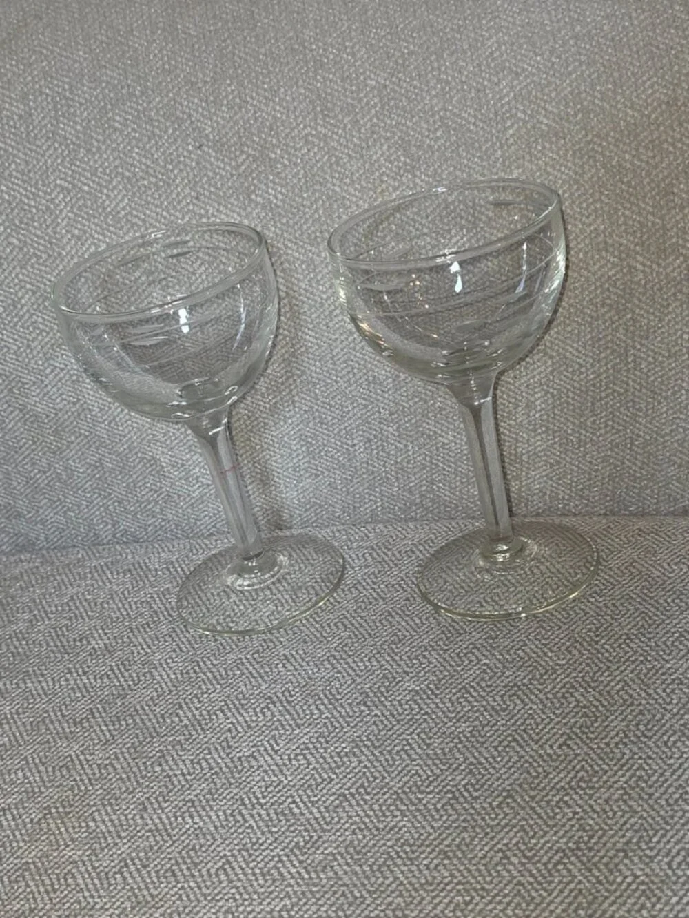 Etched Wine Sherry Glasses Flutes Set of 2 Cocktail Goblets Date Night Romantic